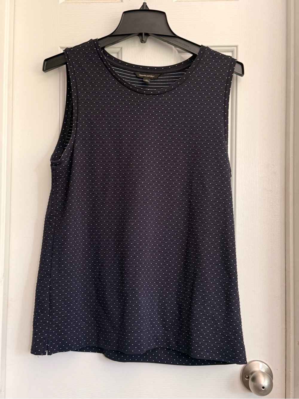 Sleeveless Navy Dot Knit Top - Women's